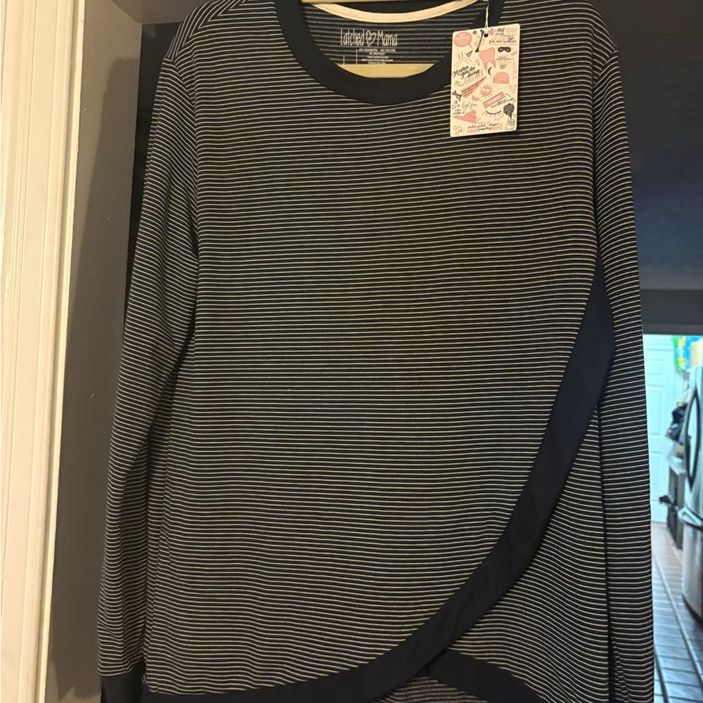 Latched Mama Navy Striped Crew Neck Sweater